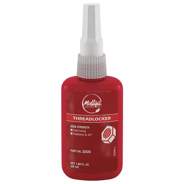 Threadlocker, Red, High Strength, Liquid, 10 mL Bottle