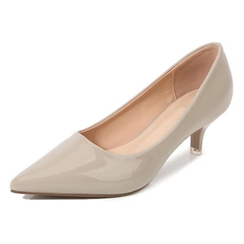 Image of Women's Low Kitten Heel Pumps Classic Fashion Dress Pumps Simple Heeled Shoes for Office Work