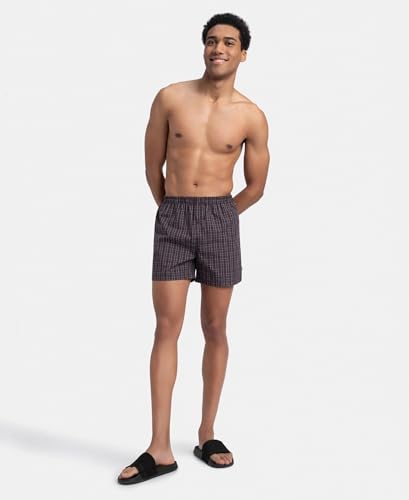 Image of Jockey 8222 Men Super Combed Mercerized Cotton Woven Checkered Inner Boxers with Ultrasoft and Durable Inner Waistband (Pack of 2, Colors & Prints May Vary)