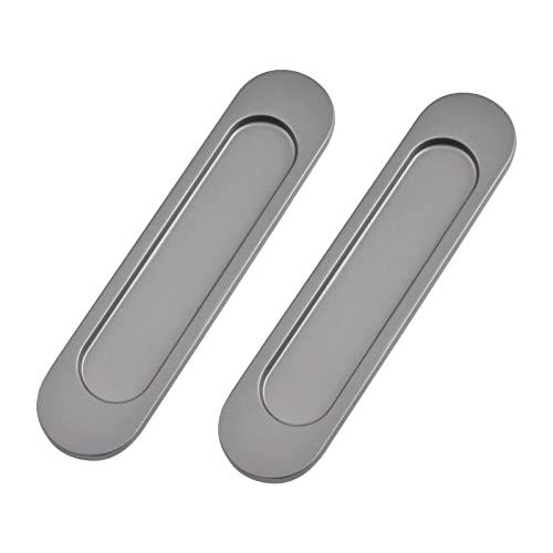 MOROBOR Selbstklebende ovale Schiebetürgriffe, 2 Stück, mattgrau, Aluminiumlegierung, bündiger Zug, stanzfreier Griff für Schiebetüren, Fenster, Schränke, 15 cm