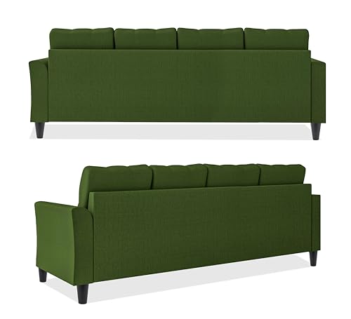 Image of Adorn India Maddox Tufted L Shape 5 Seater Sofa Set LHS (Green) (3 Year Warranty)
