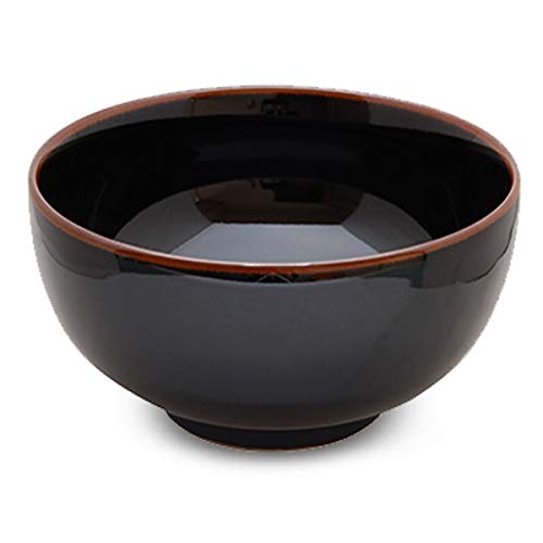 白山陶器(Hakusan Porcelain) 6寸深めん丼 ブラック Φ18 x 9.5cm 1500ml 天目 波佐見焼 日本製