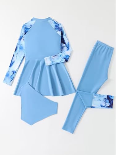 Hansber Girls Swim Dress with Pants Briefs Set Rash Guard Swimsuit Summer Seaside Beachwear Long Sleeve Bathing Suit4