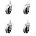 Service Caster - 4 Inch Swivel Thermoplastic Rubber Casters and 7/16 x 1-3/8 Grip Ring Stem - 500 lbs. Total Capacity - Set of 4