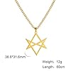 VASSAGO Thelema Unicursal Hexagram Symbol Necklace Stainless Steel 6-Pointed Star Pendant Necklace Vintage Religion Talisman Amulet Jewelry Gift for Men Women, Stainless Steel, no gemstone #5