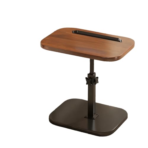 Tavolino moderno a forma di C, girevole a 360°, altezza regolabile, tavolo da spuntino sollevabile con struttura in metallo, resistente all'acqua e all'olio, finitura in legno di noce, per divano e