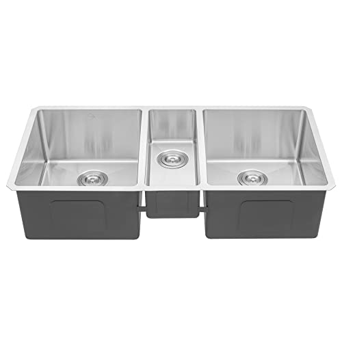 Lavaplatos triple de acero inoxidable 42 x 20 x 10 pulg miniatura 4
