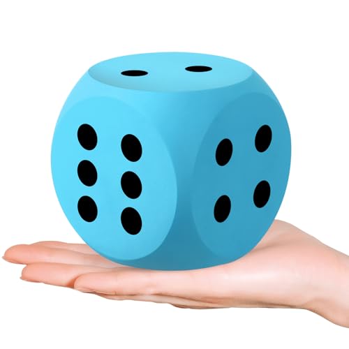 Shappy 3 Inches Foam Dice Fun Filled Large Educational Toy Kawaii Giant Decorative Eva Foam Jumbo Dice Big Square Building Blocks for Board Game Nights Learning Sessions(Sky Blue 1 Pc)