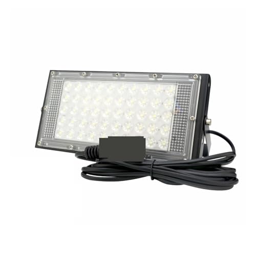 CUDTAPI Foco Reflector Led De 50W For Exteriores, Reflector De 12v Voltios, Luz De Seguridad Portátil, Conectar con Batería(Black Shell_50W)