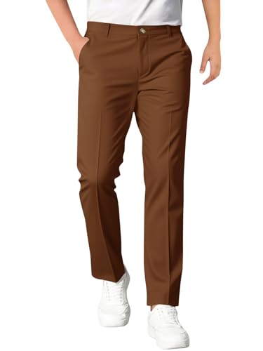 Haloumoning Boys Dress Pants Kids Elastic Waist Straight Leg Uniform Pants Casual Trousers with Pockets