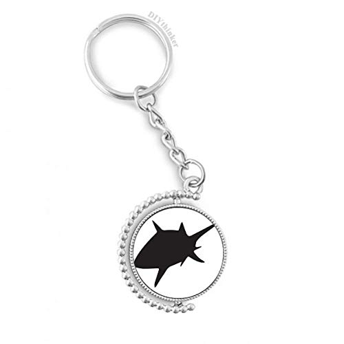 Llavero con patrón rotativo de tiburón negro y azul para llaves y mochila