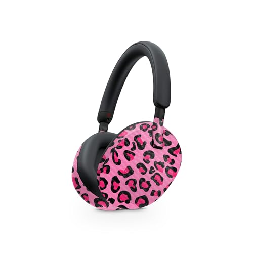 Image of MightySkins Carbon Fiber Skin Compatible with Sony WH-1000XM5 Headphones - Pink Leopard | Protective, Durable Textured Carbon Fiber Finish | Easy to Apply