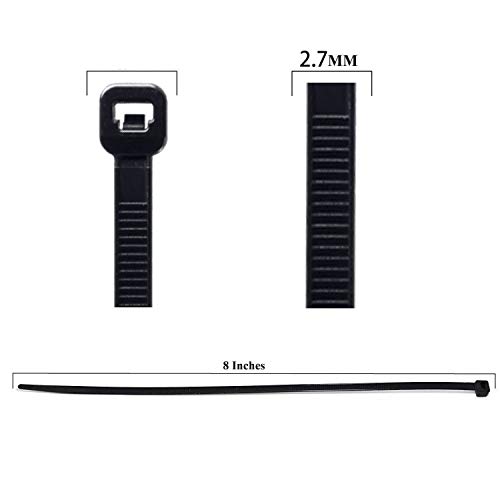 1000 Pieces Black White Nylon Zip Ties, 8 Inch Heavy Duty Cable Wire Tie Multi-Purpose Self Locking Nylon Cable Zip Ties For Home, Office, Garage And Workshop #TOP5