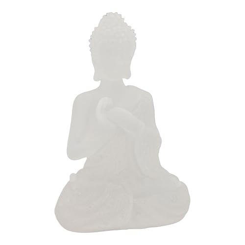 BAFOVY Estatua de Meditación, Escultura de Buda de Resina Hecha a Mano para Decoración de Oficina en el Hogar, Yoga Zen, con Collar de Cuentas de Madera Natural, Regalo Espiritual para