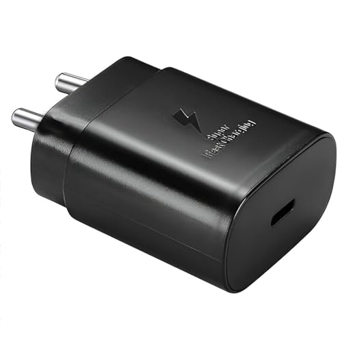 Image of Samsung 25W C-Type Power Charger Adapter for Galaxy A16 /M05 /A05 /A35 /M35 /F05 /M15 /M16 /A15 /M14 /F14 /A34 /S25 /S24 /S24 Ultra /S23 FE /Z Fold 6 /5 /4,Tab, USB-C Devices SuperFast Charge Technology 25Watt, Black