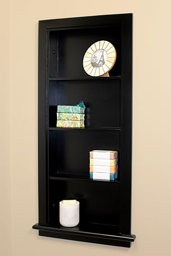 Image of 14x36 Aiden Recessed Wall Niche Medicine Cabinet Replacement, in The Wall Bathroom Cabinet Insert Shelf /Shelves, Made in North America, Real Wood, NO MDF, Plain, Black