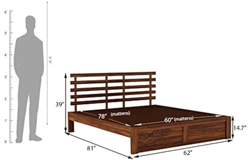 Image of Furniture Strap SolidWood Queen Size Bed with 2 Drawers Storage for Bedroom /1Year Warranty Solid Wood Queen Drawer Bed | Finish Color - Brown, DIY