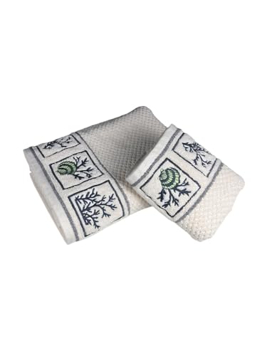 Image of SENSES by Riba Cotton Towel Set 550 GSM - Design 5, 2 Pcs| 1 Bath + 1 Hand Towels Combo | Super Soft, Absorbent, Lightweight, Antimicrobial, Low Linting