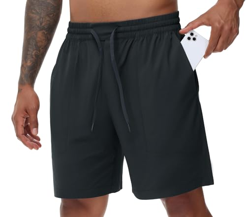 Men's Running Shorts Lightweight Quick Dry Workout Shorts with Drawstring Zipper Pockets3
