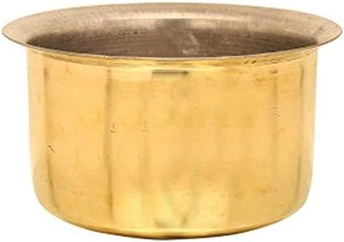 Tope en laiton de 3 litres fait main marmite ronde indienne Patila Bhaguna