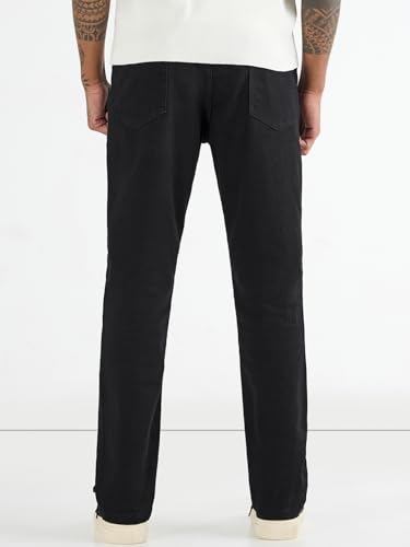 Image of Bewakoof Men's Washed Slim Straight Fit Polycotton Jeans