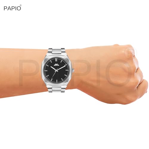 Image of PAPIO Analog Classic Silver Color Stainless Steel Band Watch for Mens and Boys