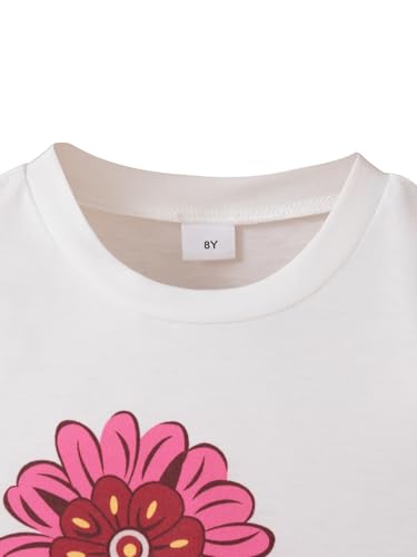 Image of Girls Summer Clothes Cold Shoulder Short Sleeve T-shirt and Irregular Floral Skirt 2Pcs Outfit Set