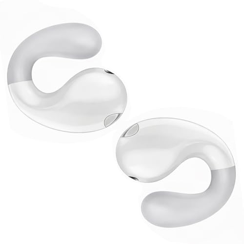 Image of Boytond Ultra Open Ear Earbuds - Ergonomic Clip-On Earbuds, Bone Conduction Over-The-Ear Headphones with Waterproof Design and Secure Fit for Small Ears, Ivory White