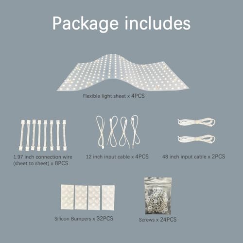 VALIKIY 4-Pack LED Backlight Sheet 24V 36W 6000K White, 19.3X9.6 inches Each Unit, Dimmable Flexible LED Panel Sheet for Backlit Translucent Stone/Marble/Onyx/Quartz Countertops Walls