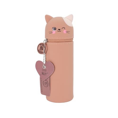 Lulubug Silikon Federmäppchen Katze | Federtasche aus weichem Silikon für Stifte | Federmappe und Stiftehalter | Mäppchen Tiere Schlampermäppchen
