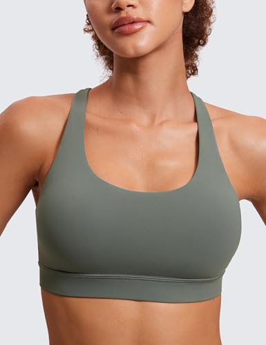 Image of CRZ YOGA Naked Feeling Strappy Sports Bras | Medium Support, Removable Pads, Yoga, Sleek, Scoop Neck, for Women