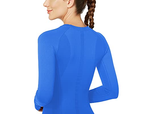 MathCat Long Sleeve Workout Tops for Women, Seamless Yoga Running Tops Breathable Athletic Shirts 3 Pack4