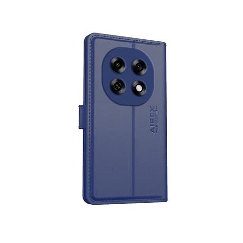Image of AIBEX Compatible for Oppo F31 Pro 5G Flip Cover Leather Finish | Inside TPU with Card Pockets | Wallet Stand | Complete Protection Flip Case Blue