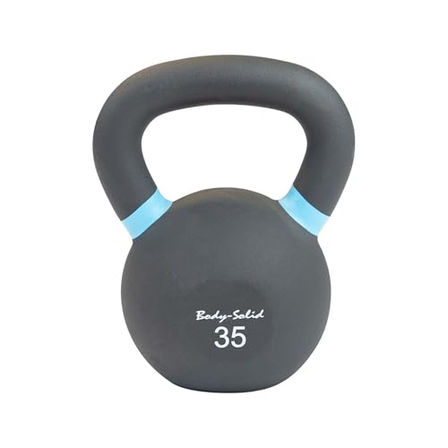 Body-Solid Matte Black Powder Coat Kettlebell Set (KBR35) with Kettle Grip Handle, Perfect Kettlebells for Weight Training and Core Workout Exercise Equipment, 35 lbs.