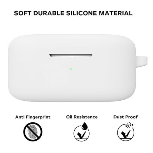 Image of Sounce Silicone Case Cover Compatible with OnePlus Nord Buds 2r Shock Absorbing Protective Skin with Front LED Visible Supports Wireless Charging Anti Dust Plug Secure Fit (White)