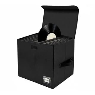 Vinyl Record Storage Box Holds up 90+ Single Record,LP Storage Box With Lid to Protect Your Precious Collection (13 inch,Black) - Les Beatles, Paul McCartney, John Lennon, RIngo Starr, George Harrison