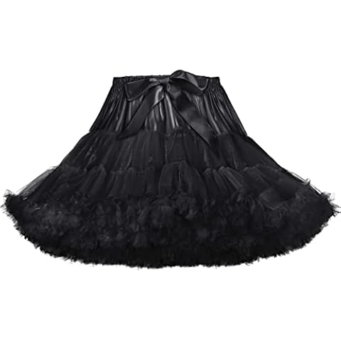 SHEJIZE Women's Tulle Skirts Petticoat Skirts Half Slips Chiffon Tulle Skirts Underskirt Pettiskirts (Black) Cover