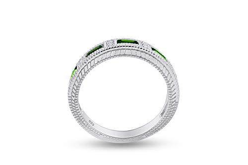 AFFY Emerald Shape Simulated CZ Eternity Band Ring in 14K White Gold Over Sterling Silver3