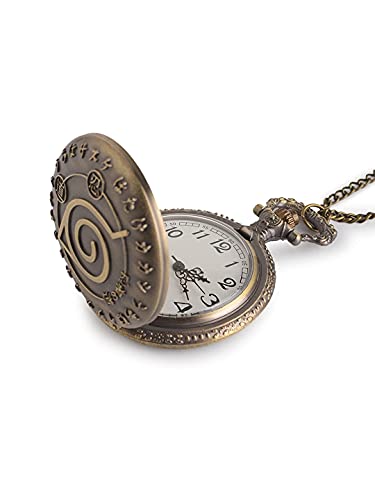 Image of AUGEN Premium Pocket Watch Metal Keychain Naruto Design Retro Vintage For Gifting With Key Ring Anti-Rust (Pack Of 1, Anchor,Gold)