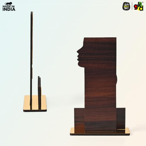 Image of GKD Wooden Women's Achievement Trophy | Female Excellence Award, Corporate Recognition Memento, Employee Appreciation Trophy, Leadership Award | Self-Customizable with Stickers (Brown Wood Finish)