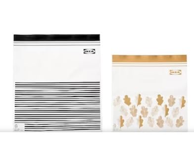 ISTAD Plastic Bags, 50 pack, 25 Large 3qt - 25 Med 1qt, Gold and Black