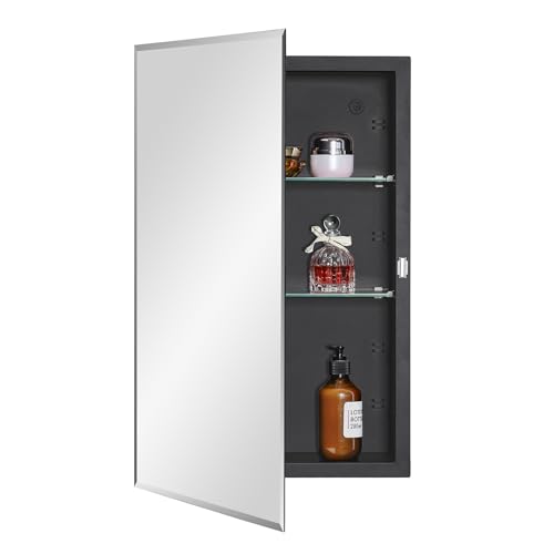 IDYLLOR Black Beveled Edge Cabinet