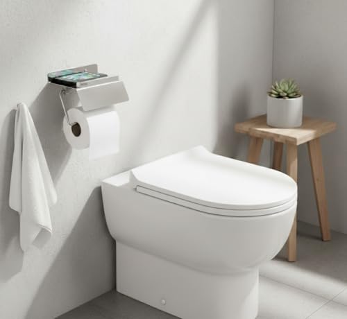 Image of Force Toilet Paper Roll Holder with Mobile Stand, Stainless Steel Toilet Paper Hanger with Stand in Bathroom, Toilet Paper Holder, Toilet Tissue Roll Holder for Bathroom, Pack of 2