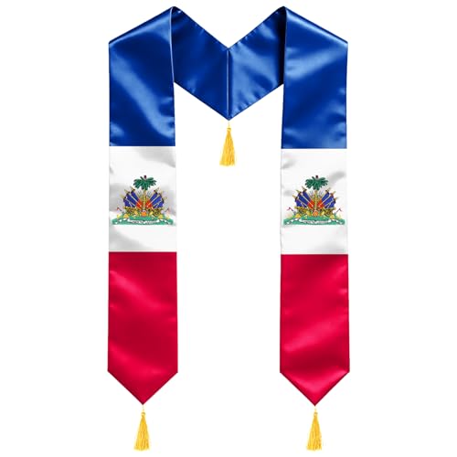 DASAOFA Haitian Graduation Stole 75 Embroidered Haiti Flag Graduation Sash for High School & College Students