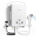 ELEISIOS Tankless Water Heater Propane 6L, 1.58M, Outdoor Portable Hot Water Heater, On Demand Instant Gas Hot Water, Overheating Protection, Easy to Install, for RV, Camping, Cabin, Boat