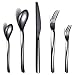 Amazon Brand – Eono Juego de cubiertos negros de 30 piezas,cubiertos acero inoxidable,cuberterias completas Servicio 6 personas – Aptas para el lavavajillas
