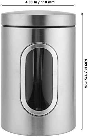 MUKLEI 3 Pack Window Canister, Coffee Canister with Transparent Windows, Stainless Steel Round Canister, Kitchen Storage Canisters for Coffee Beans, Tea, Sugar, Nuts, Grain