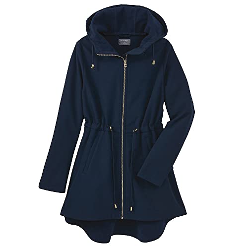 Masseys Flounced Anorak for Women, Zip-Up Hooded Jacket with Drawstring Waist4
