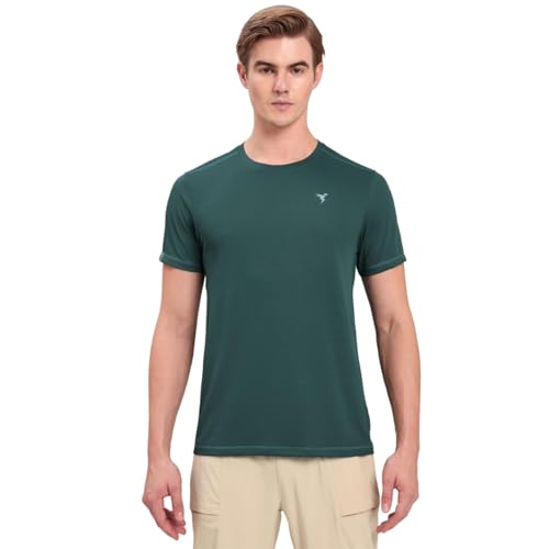 Image of TECHNOSPORT Men's Slim Fit Polyester Activewear Sports T-Shirt with Moisture-Wicking Comfort for Workout, Running & Gym