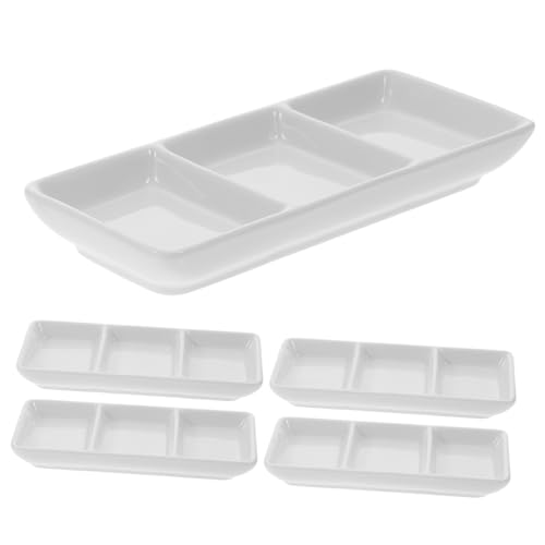 COLLBATH 5 piezas Plato de con Rejillas para Salsas de Pequeños Recipientes para Soja Vinagre y Condimentos Diseño Creativo y Portátil para Aperitivos y Cocina